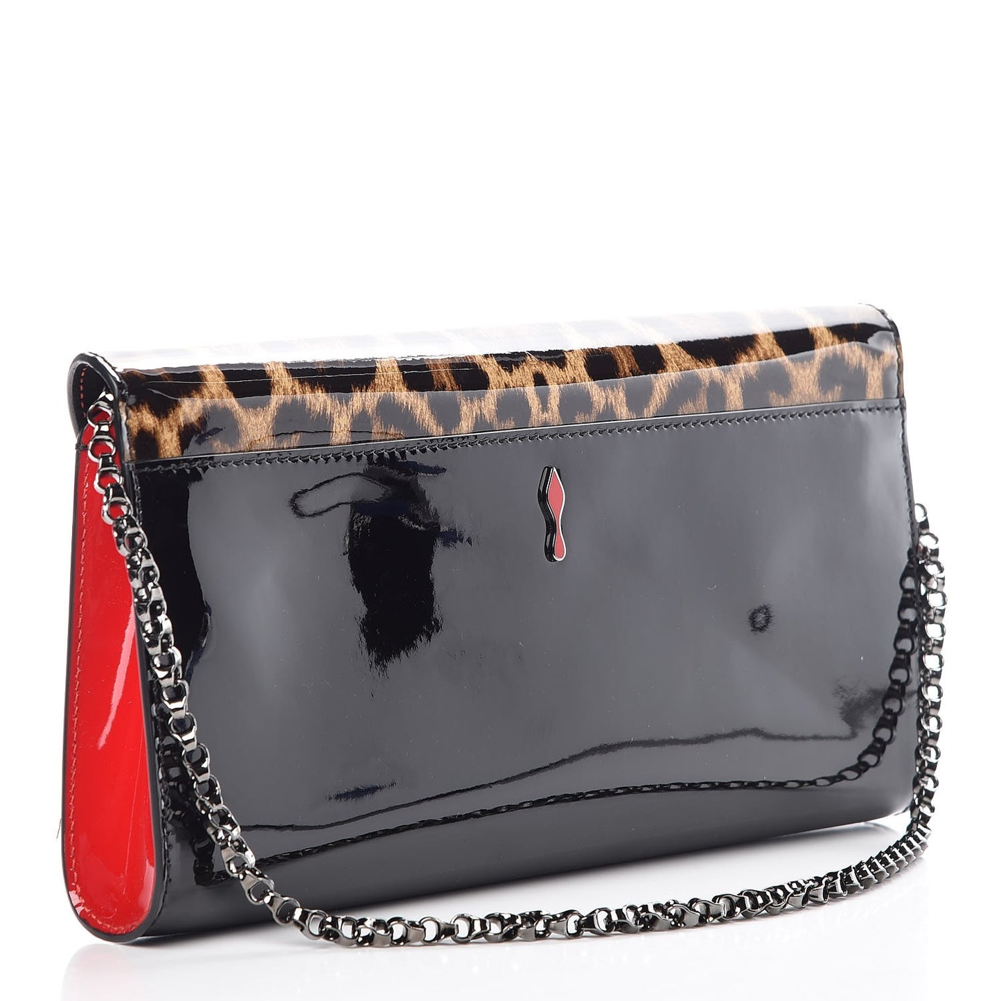Patent Leopard Vero Dodat Clutch Black