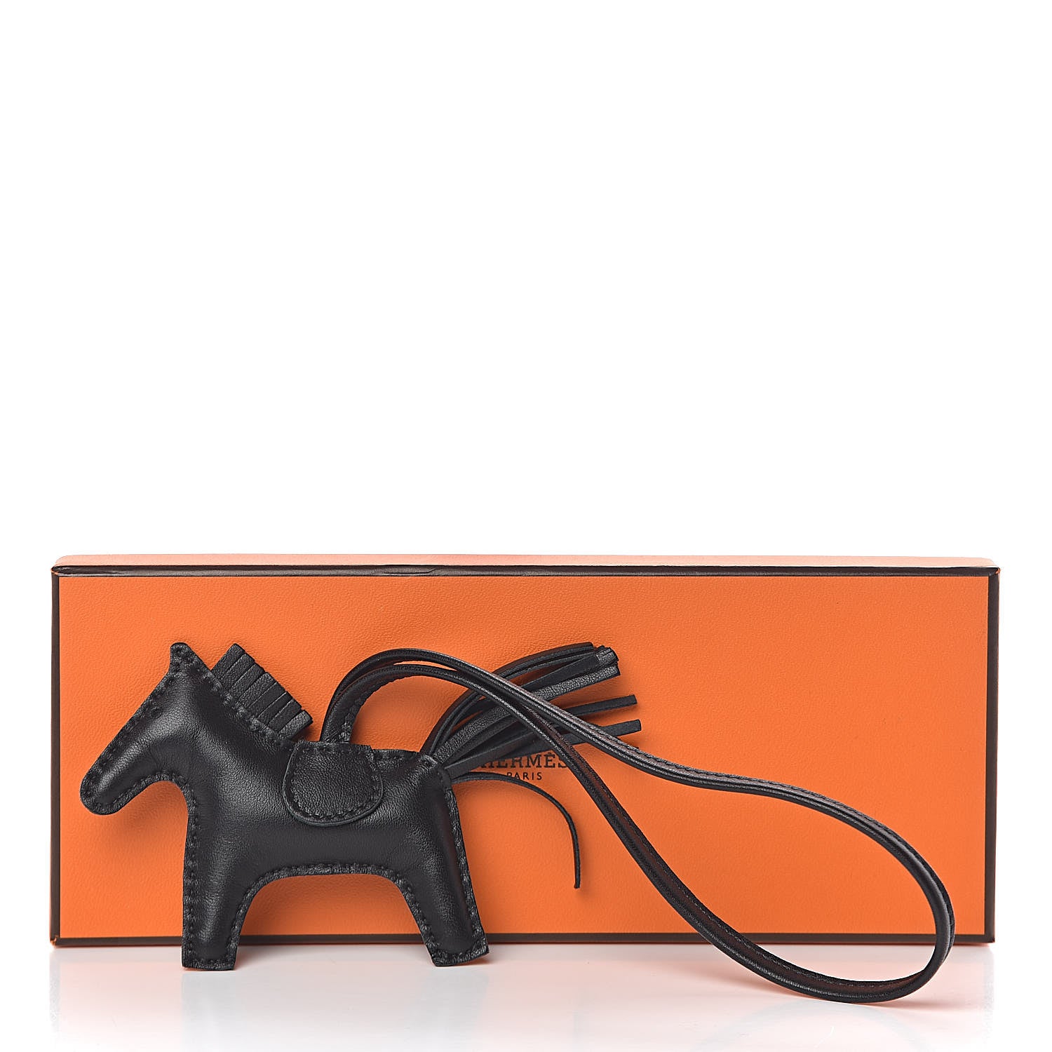 Hermes Milo Lambskin Grigri Rodeo Horse Bag Charm PM So Black 6 of 6