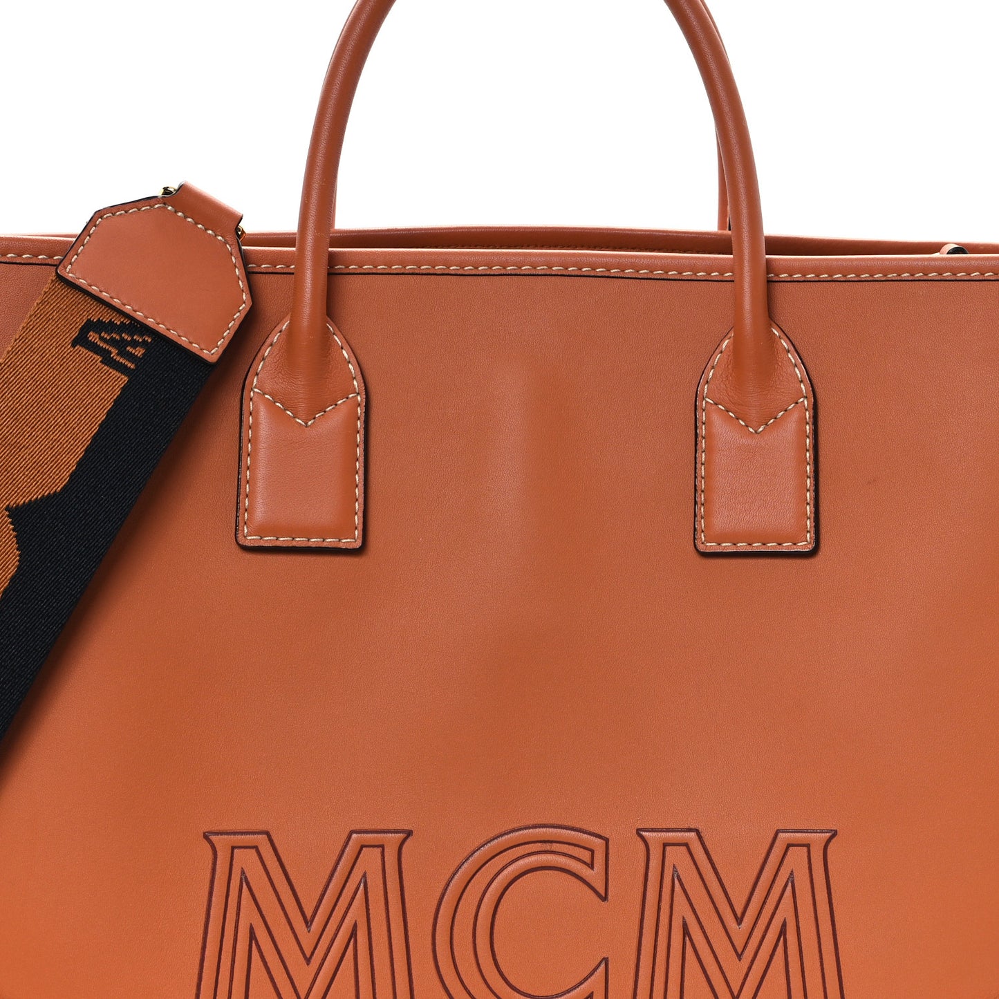 Calfskin Large Munchen Tote Cognac