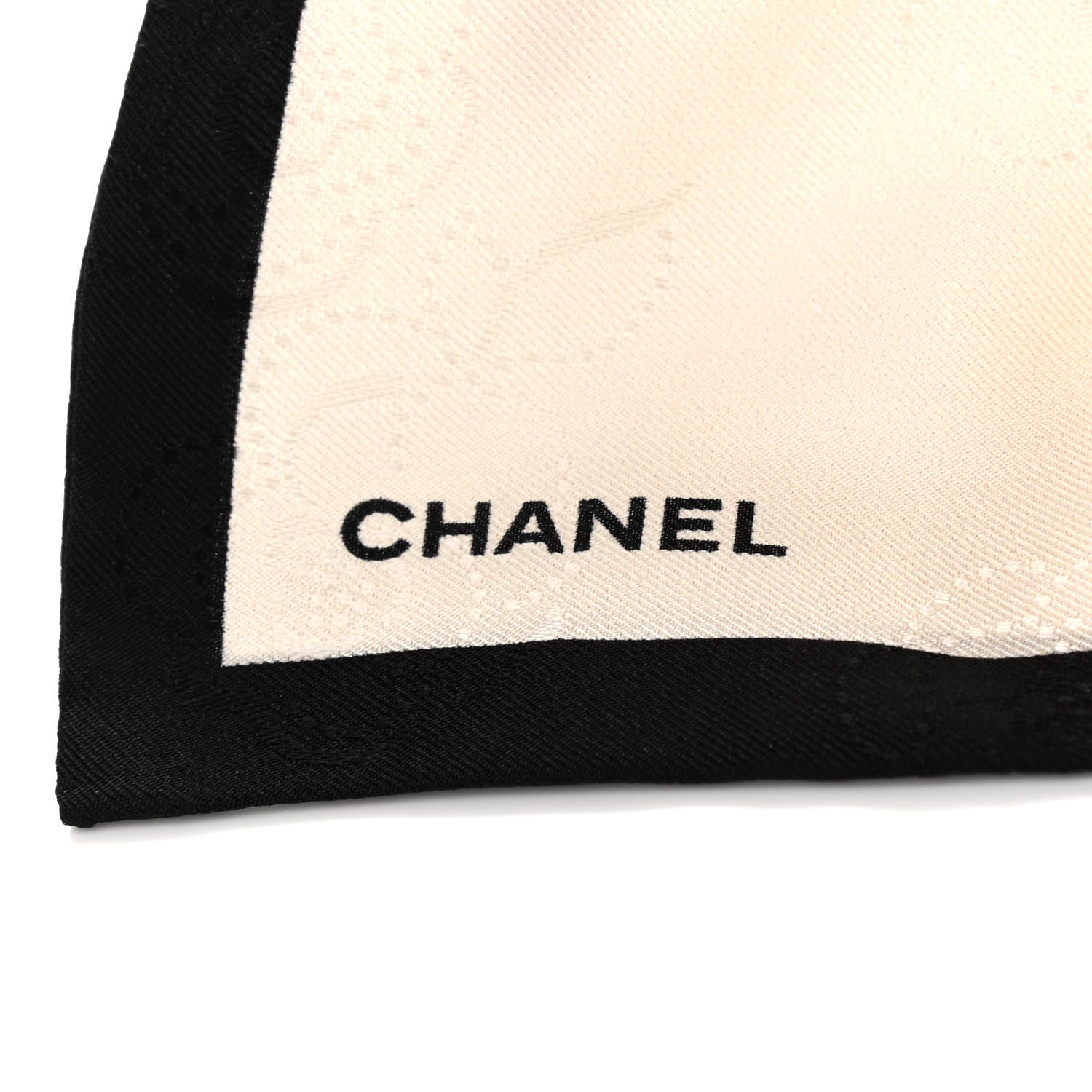 Chanel Silk Twill Hair Tie Ivory Black 3 of 6