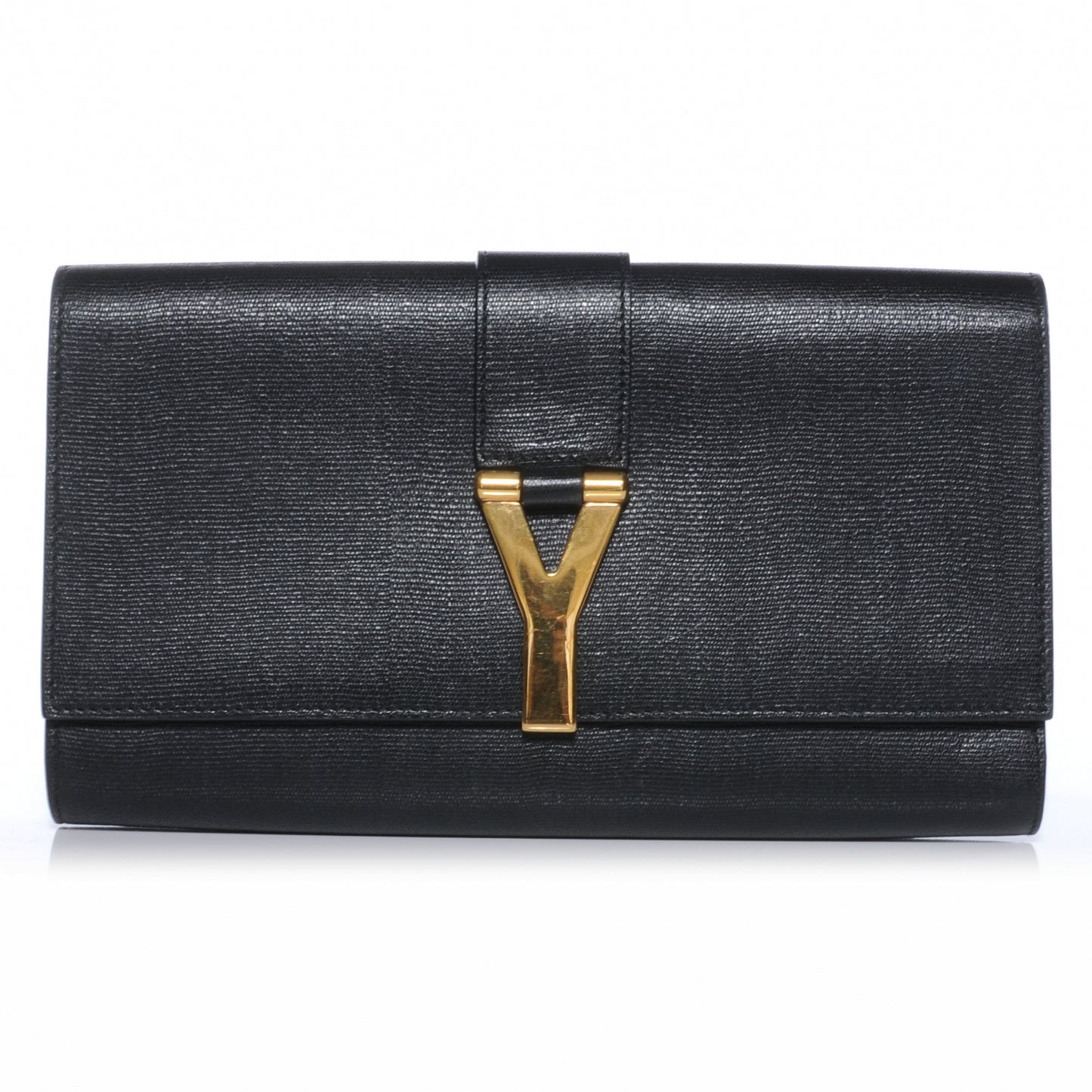Textured Leather ChYc Clutch Black