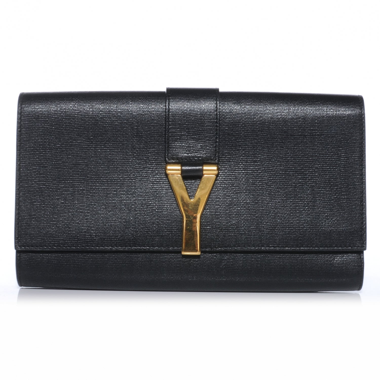 Saint Laurent Textured Leather ChYc Clutch Black 1 of 6