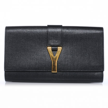 Saint Laurent Textured Leather ChYc Clutch Black 1 of 6