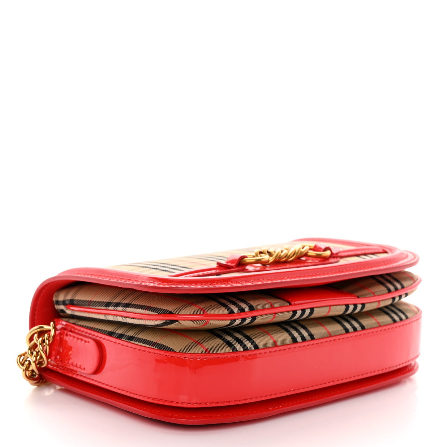 Patent 1983 Knight Check Link Shoulder Bag Bright Red