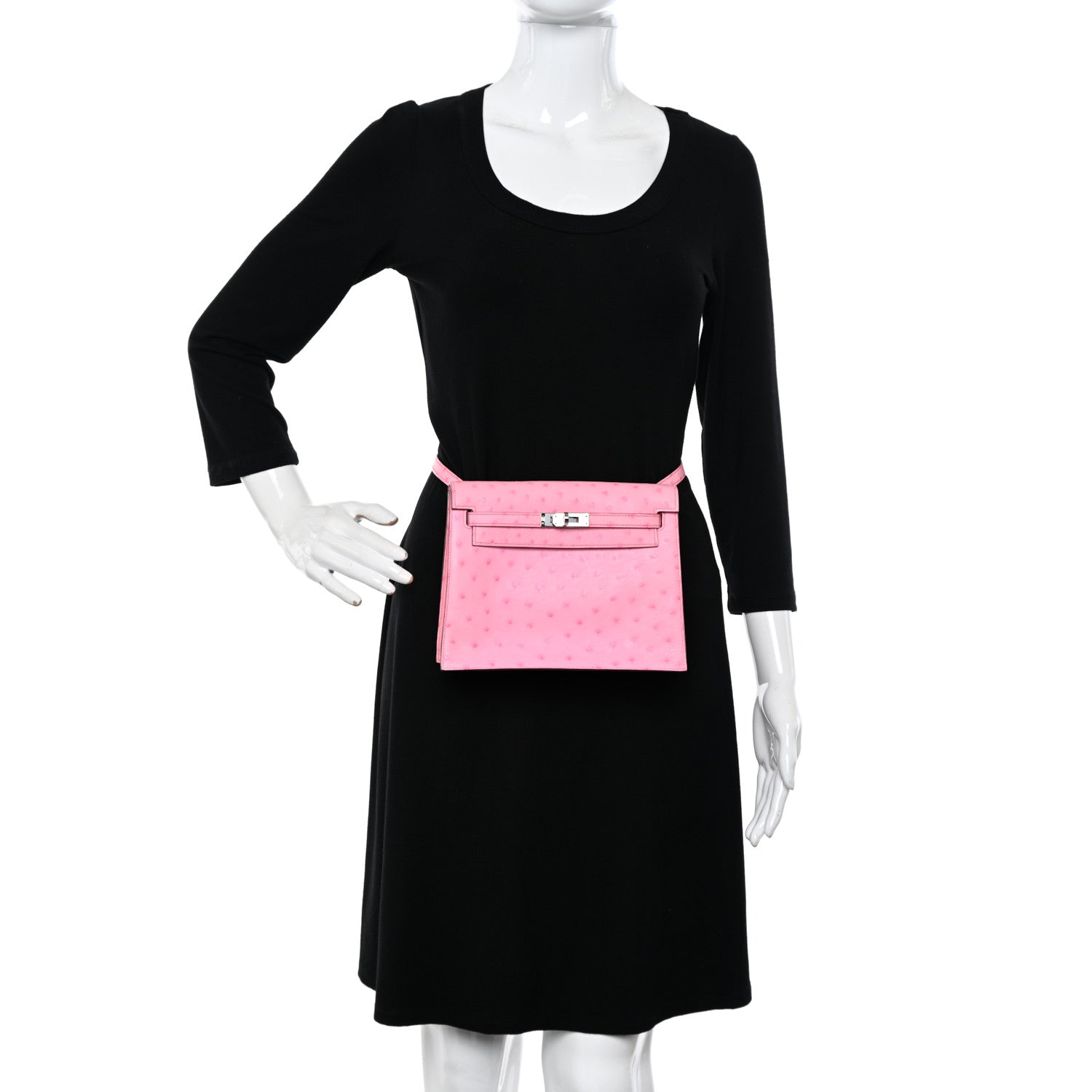 Hermes Ostrich Kelly Danse II Belt Bag Rose Bubblegum 2 of 11