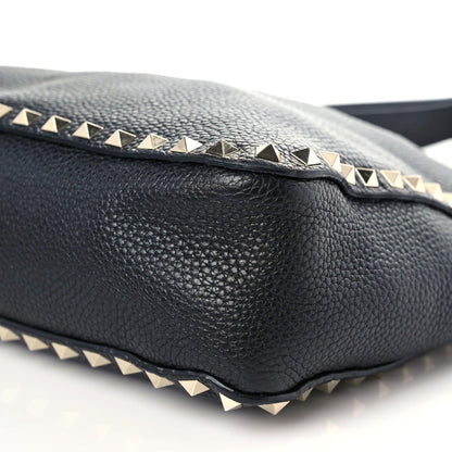 Valentino Garavani Pebbled Calfskin Large Rockstud Flip-Lock Messenger Bag Black 6 of 12