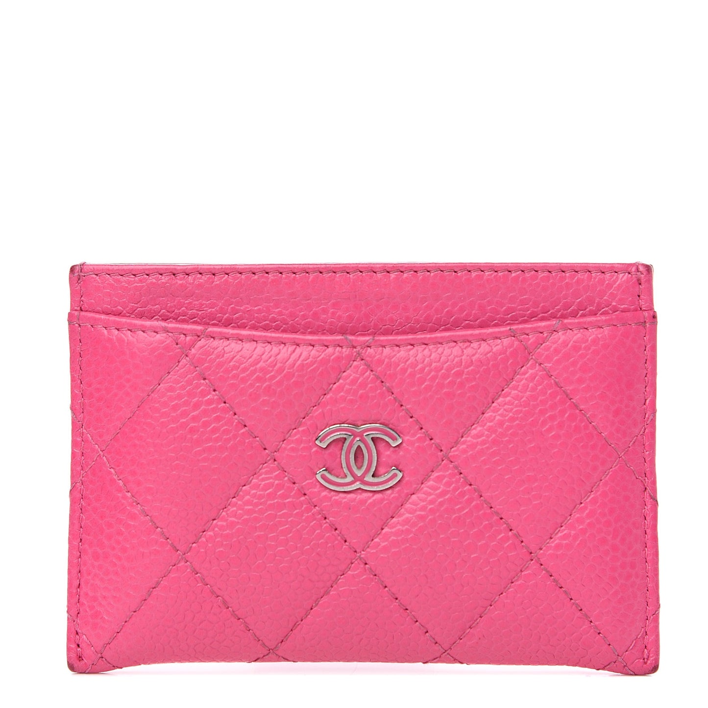 Caviar Quilted Card Holder Pink