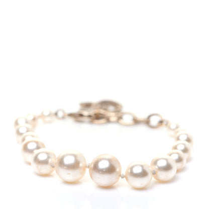 Chanel Graduated Pearl Crystal CC Bracelet Gold 3 of 11