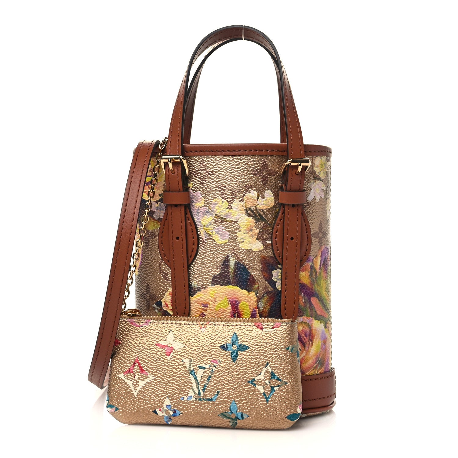 Louis Vuitton Metallic Monogram LV Garden Nano Bucket Bag Gold 1 of 10