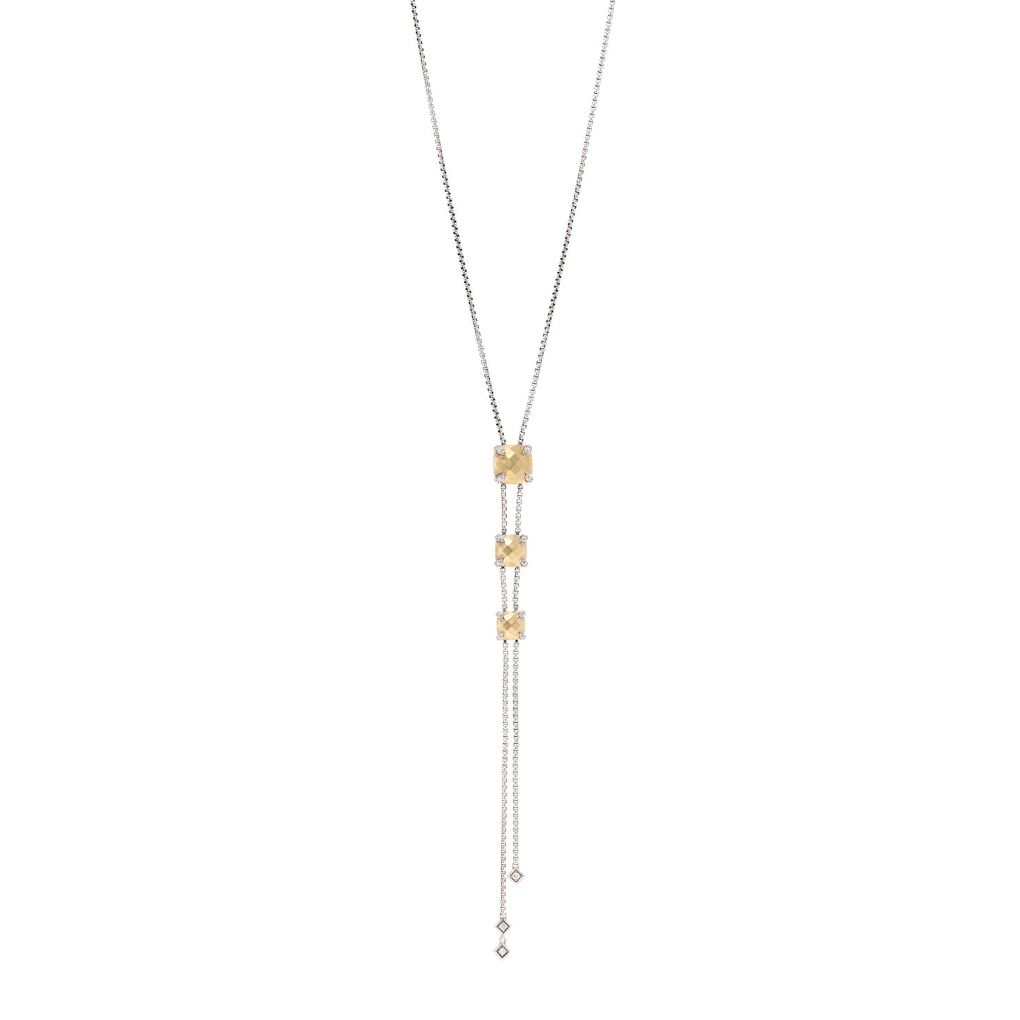 Sterling Silver 18K Yellow Gold Diamond Chatelaine Y Necklace