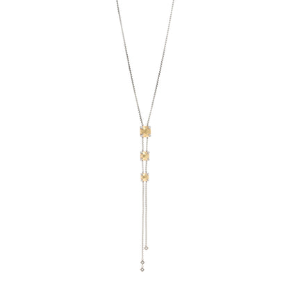 David Yurman Sterling Silver 18K Yellow Gold Diamond Chatelaine Y Necklace 1 of 4