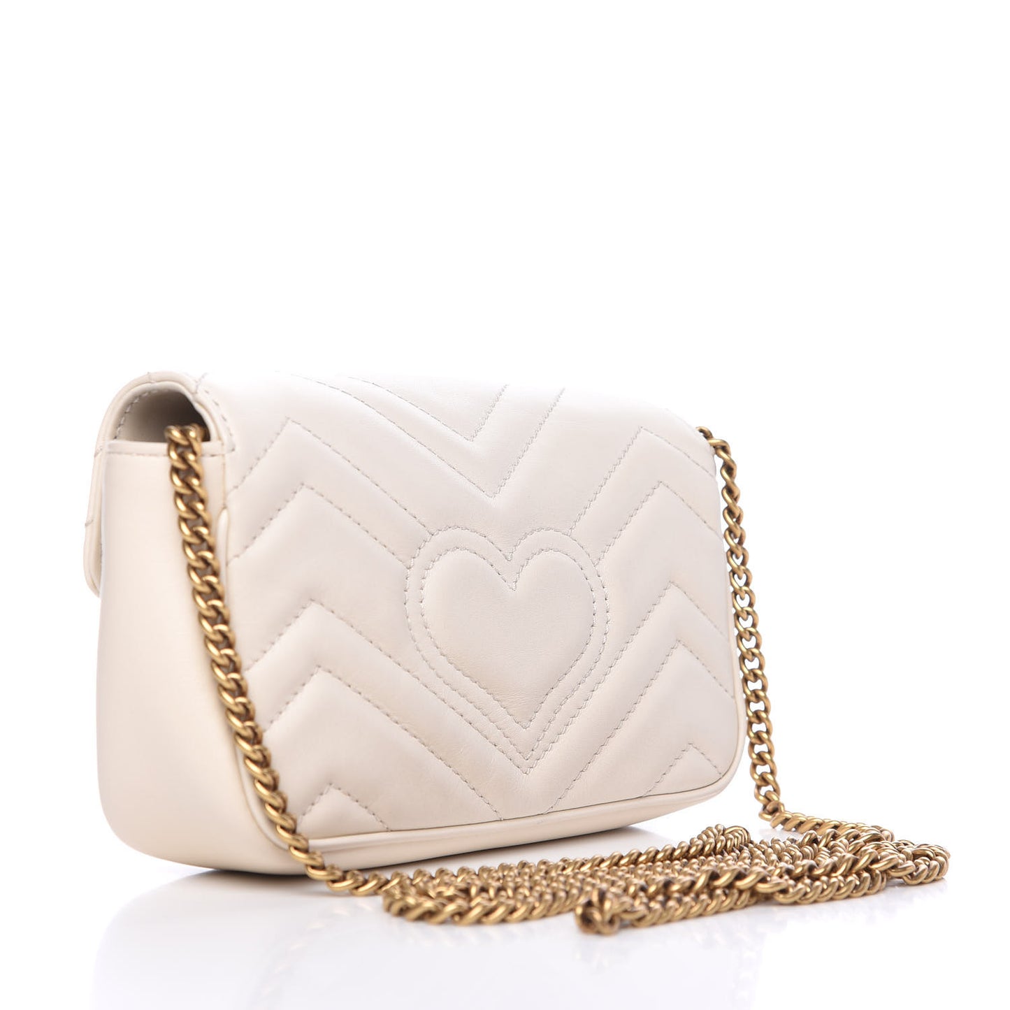 Calfskin Matelasse Super Mini GG Marmont Shoulder Bag White