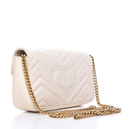 Gucci Calfskin Matelasse Super Mini GG Marmont Shoulder Bag White 3 of 9