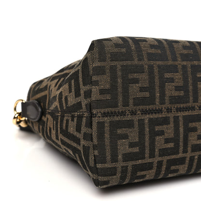 Fendi Vitello Grace Jacquard FF Medium By The Way Boston Bag Tobacco Moro Ebano 9 of 10
