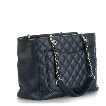 Chanel Caviar Quilted Grand Shopping Tote GST Dark Navy Blue 3 of 8