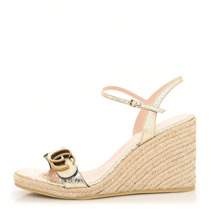 Gucci Galassia Aitana Espadrille 10/95mm Wedge Sandals 39 Platino 1 of 9