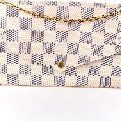 Louis Vuitton Damier Azur Pochette Felicie Chain Wallet Rose Ballerine 13 of 13