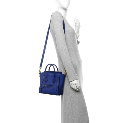 Celine Drummed Calfskin Nano Luggage Indigo 2 of 12