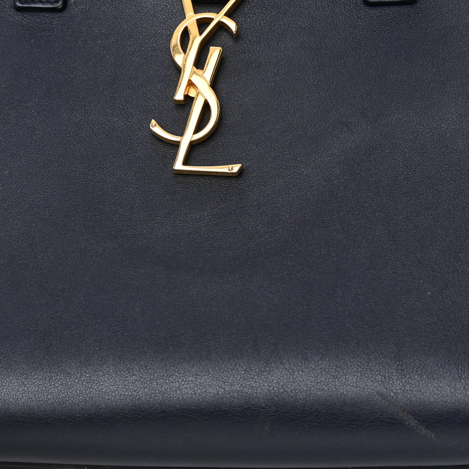 Saint Laurent Smooth Calfskin Small Monogram Cabas Navy 22 of 23
