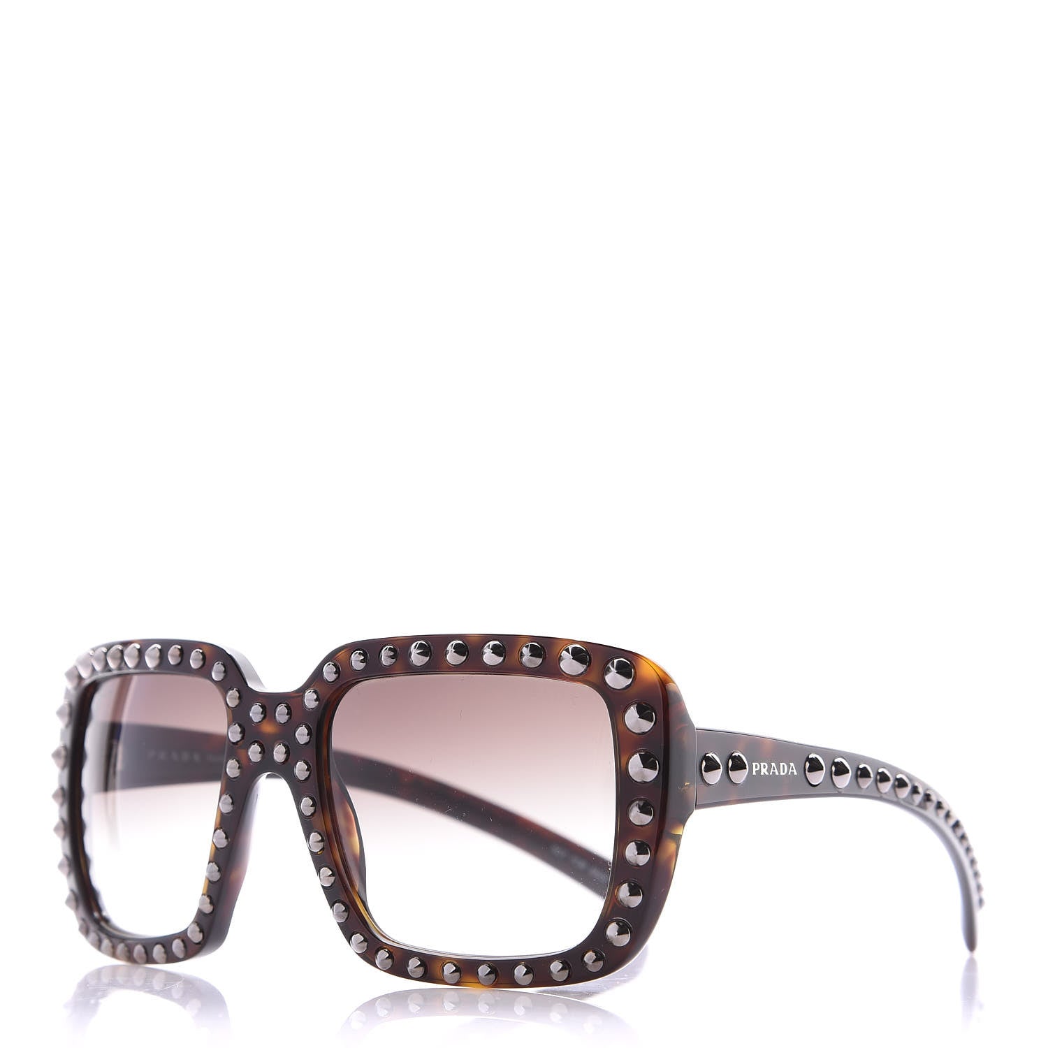 Prada Square Studded Ornate Sunglasses SPR 30Q Tortoise 1 of 9
