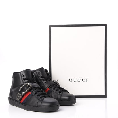 Gucci Calfskin Ayers Web Mens Dionysus High Top Sneakers 9 Black 11 of 11