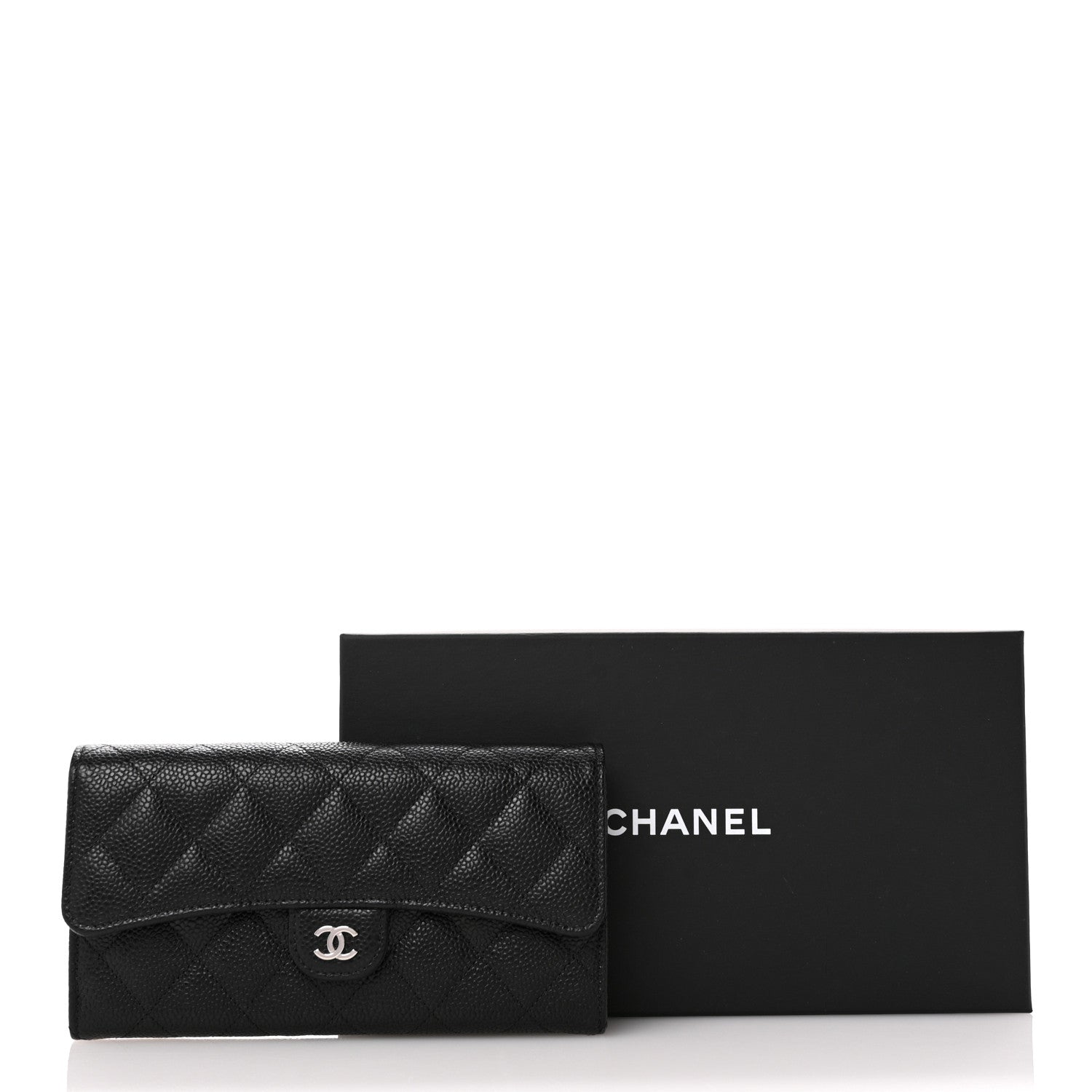 Chanel Caviar Quilted Large Gusset Flap Wallet Black 10 of 10