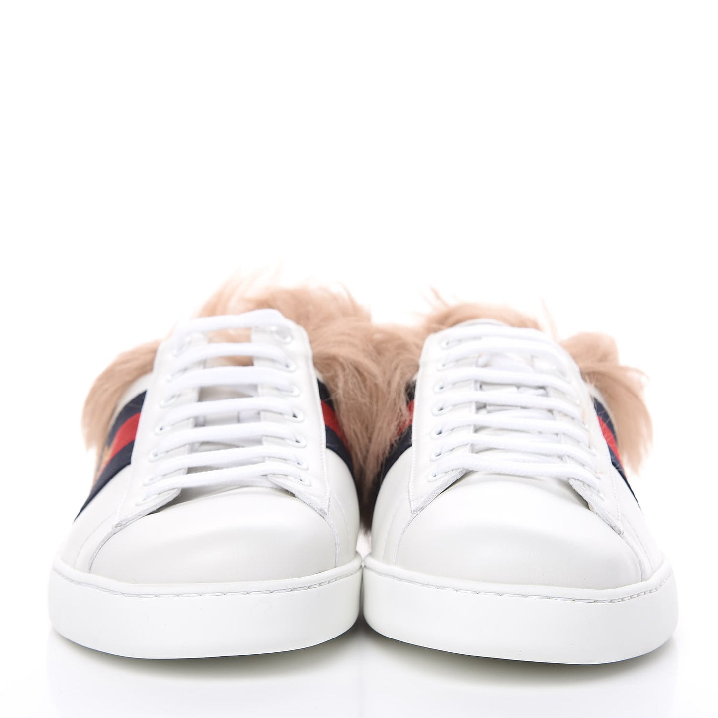 Calfskin Wool Web Bee Embroidered Mens Ace Sneakers 10 White