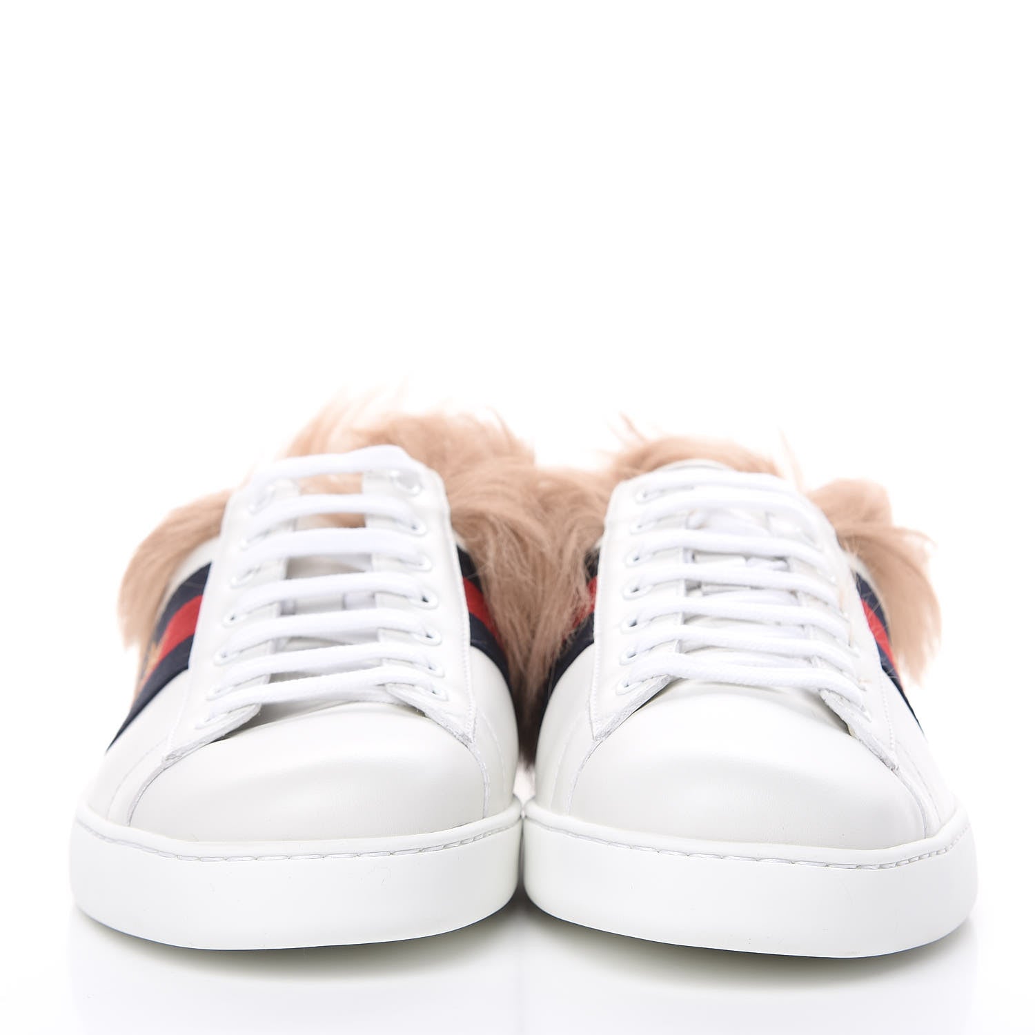 Gucci Calfskin Wool Web Bee Embroidered Mens Ace Sneakers 10 White 2 of 7