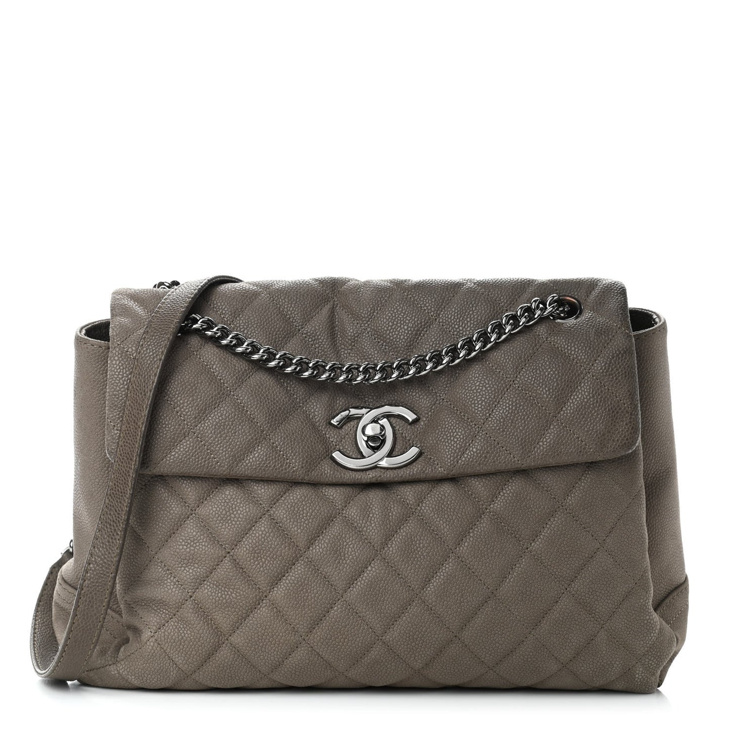 Iridescent Caviar Medium Lady Pearly Flap Khaki
