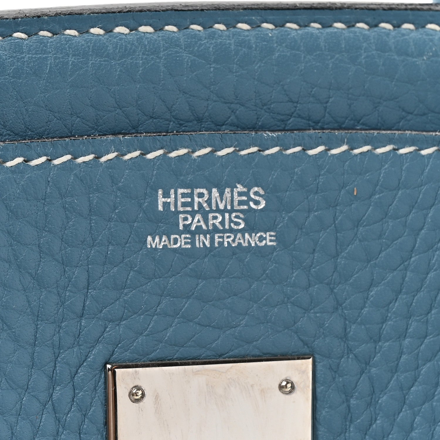 Hermes Taurillon Clemence Birkin 30 Blue Jean 6 of 17