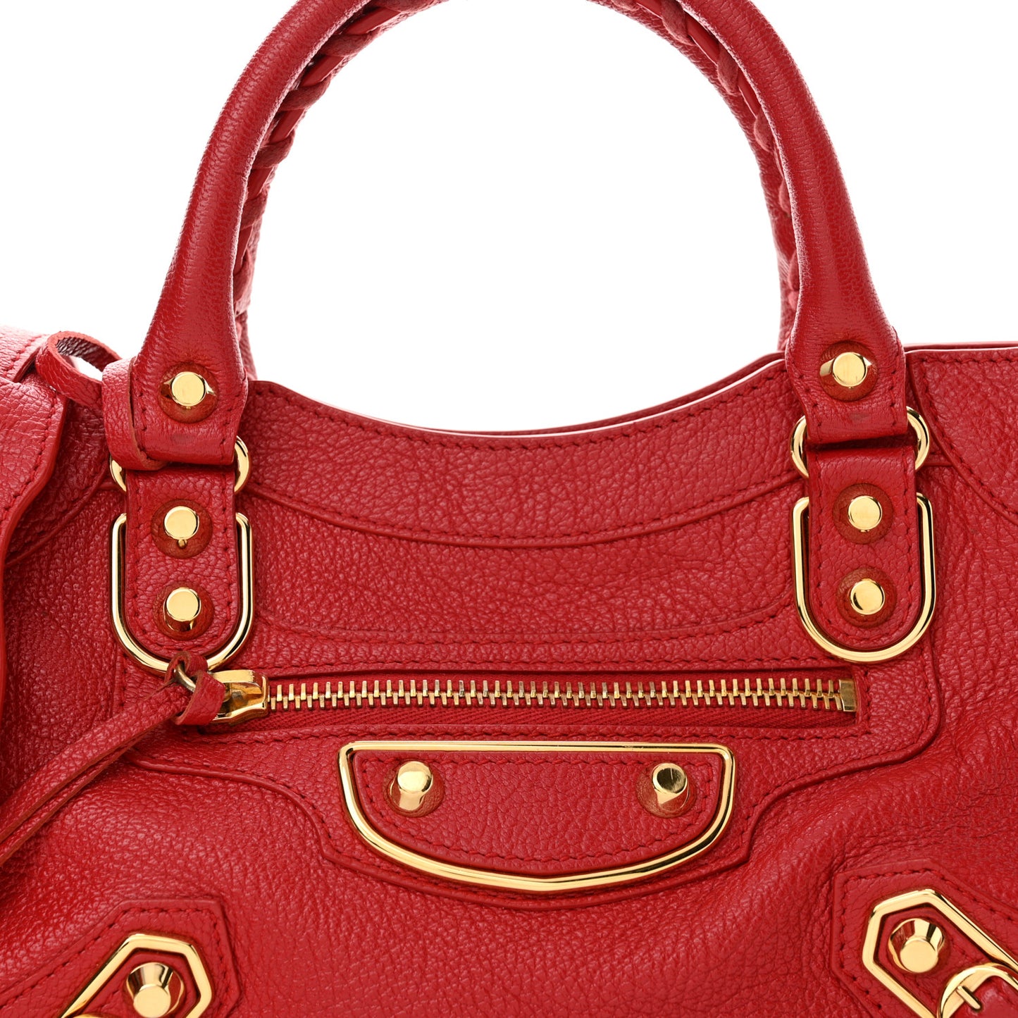Chevre Gold Metallic Edge Hardware Mini City Rouge Grenade