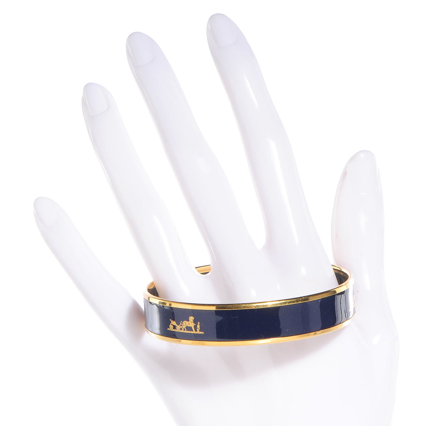 Enamel Printed Caleche Medium Bracelet 70 Navy Bleu