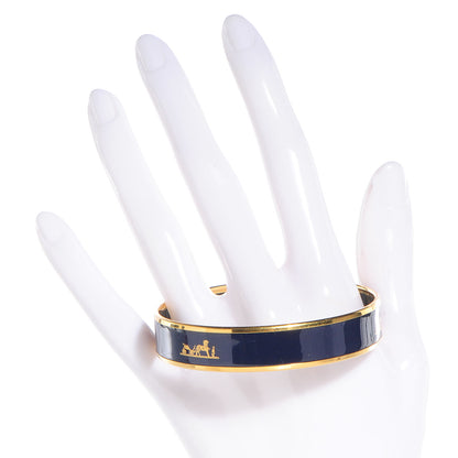 Hermes Enamel Printed Caleche Medium Bracelet 70 Navy Bleu 2 of 6