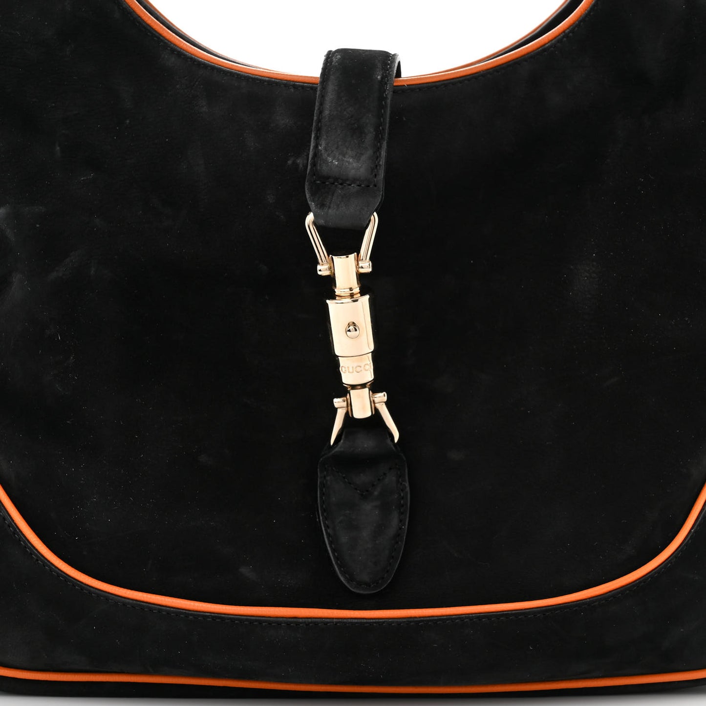 Nubuck Medium New Jackie Shoulder Bag Black Orange