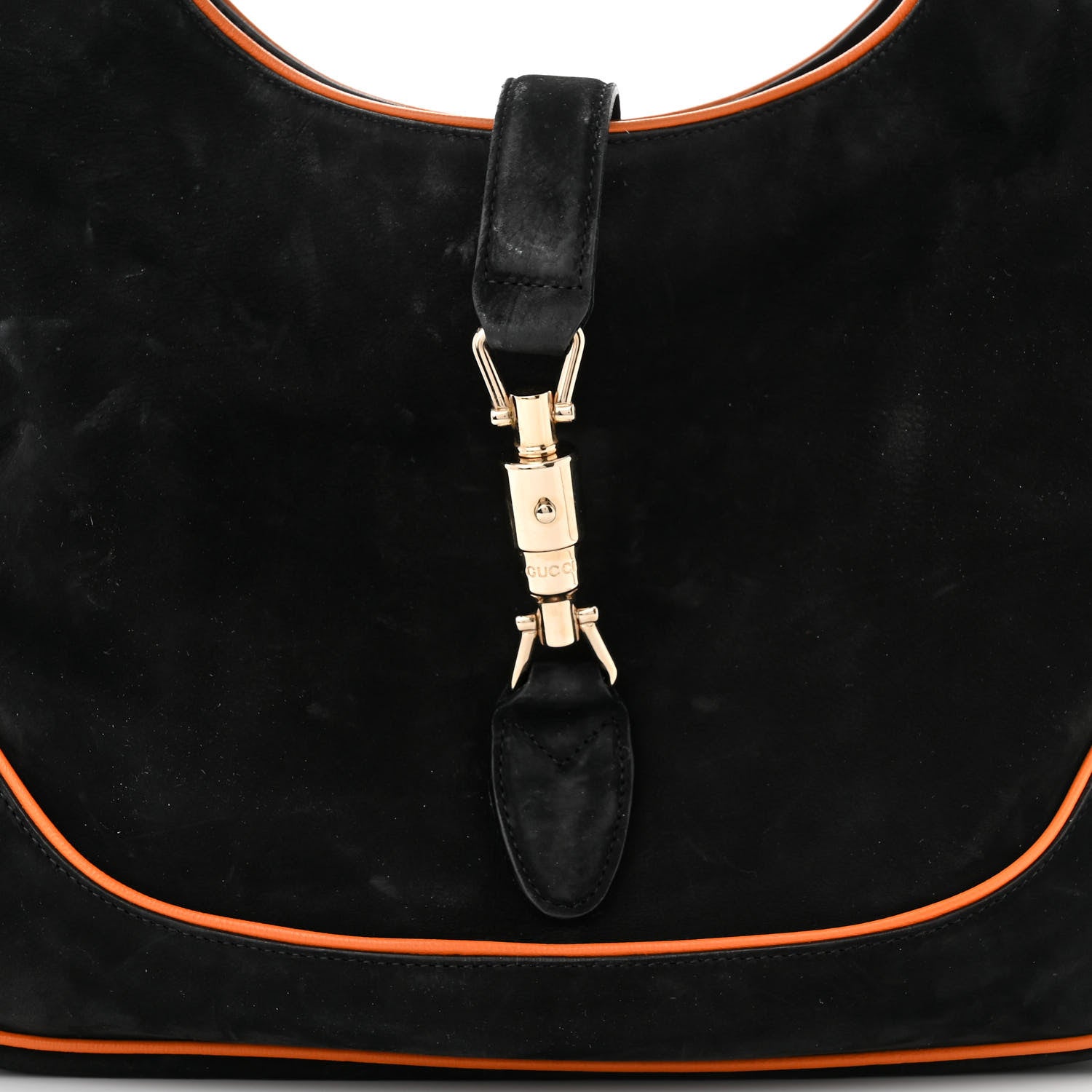 Gucci Nubuck Medium New Jackie Shoulder Bag Black Orange 7 of 13