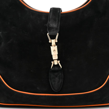 Gucci Nubuck Medium New Jackie Shoulder Bag Black Orange 7 of 13