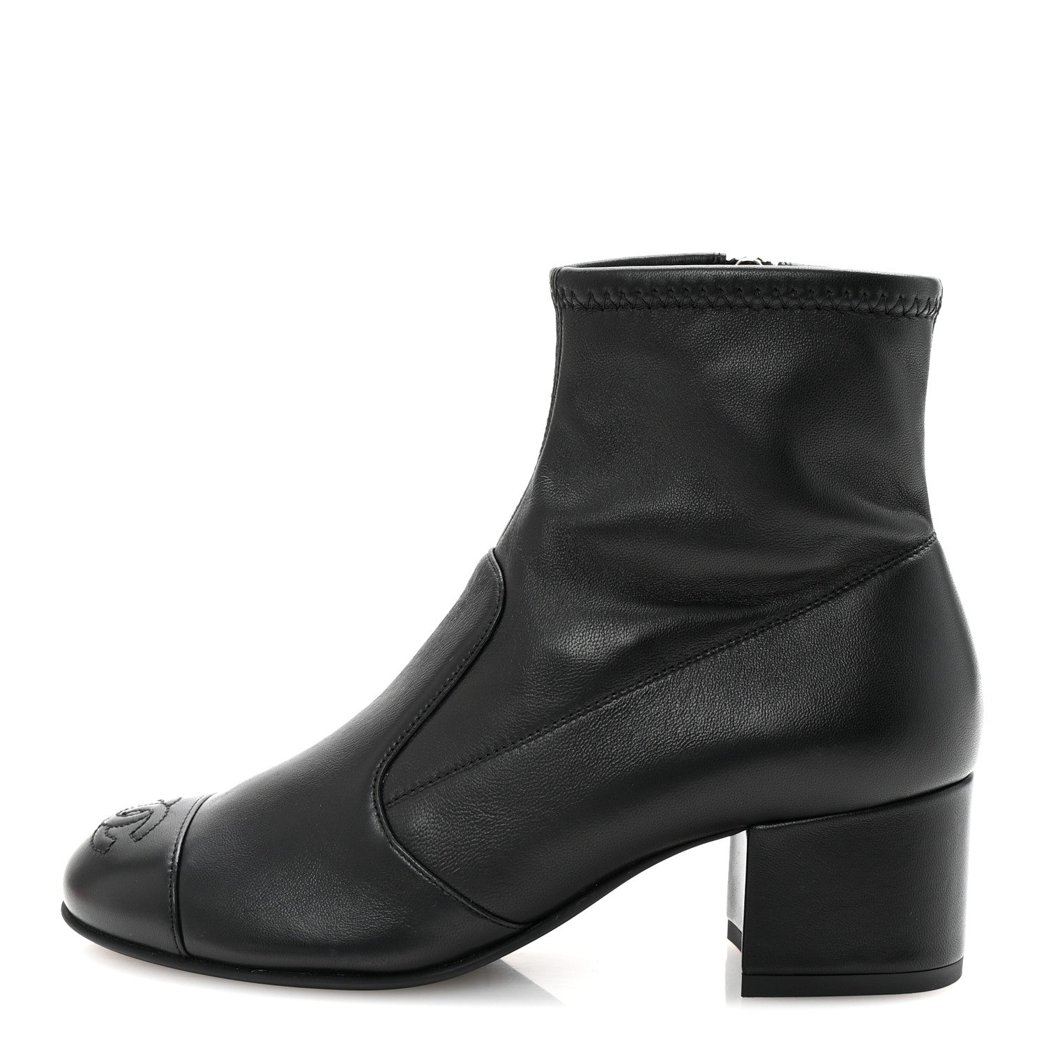 Chanel Stretch Lambskin Cap Toe CC Short Boots 35 Black 1 of 9