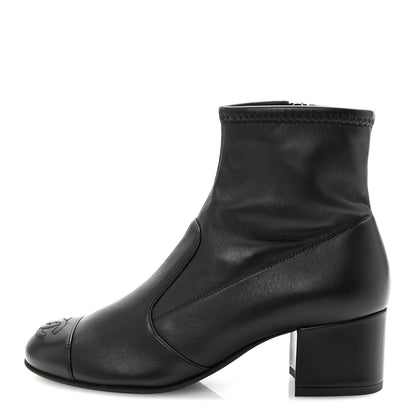 Chanel Stretch Lambskin Cap Toe CC Short Boots 35 Black 1 of 9