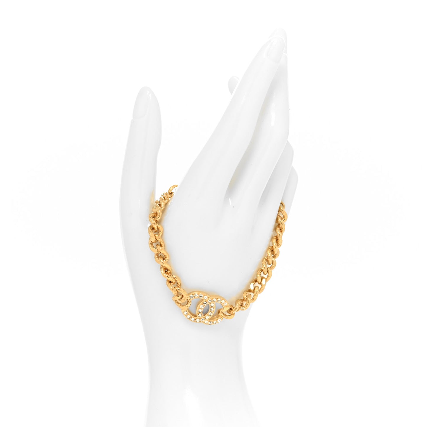 Crystal CC Chain Link Bracelet Gold