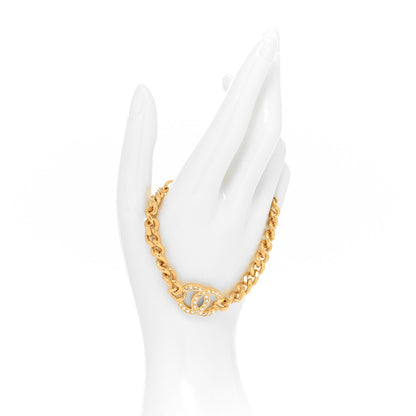 Chanel Crystal CC Chain Link Bracelet Gold 2 of 5