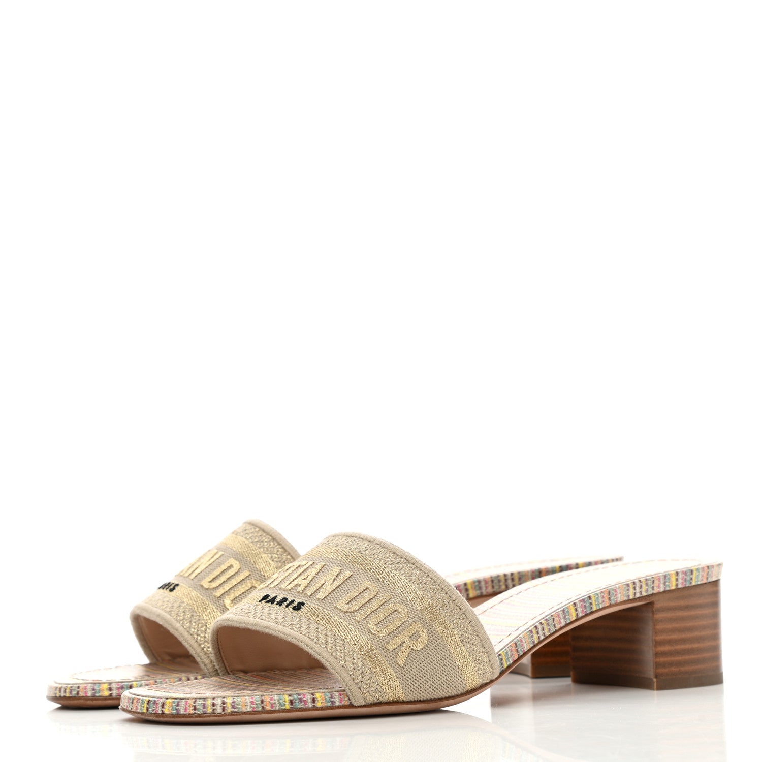 Christian Dior Lurex Romance Embroidered Dway 40mm Slide Sandals 39.5 Metal Multicolor 3 of 11