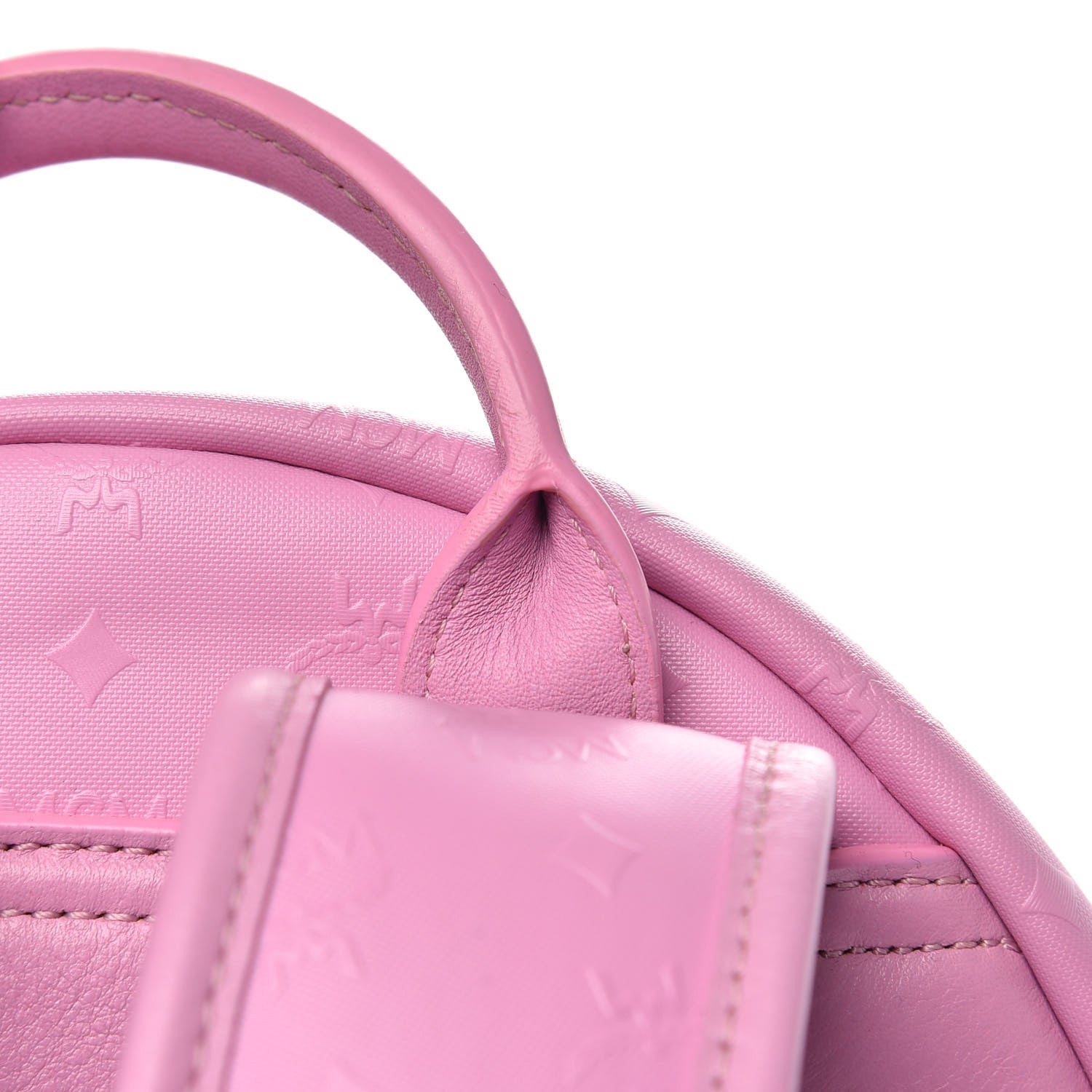 MCM Calfskin Visetos Diamond Printed Small Backpack Pink Cognac 10 of 11