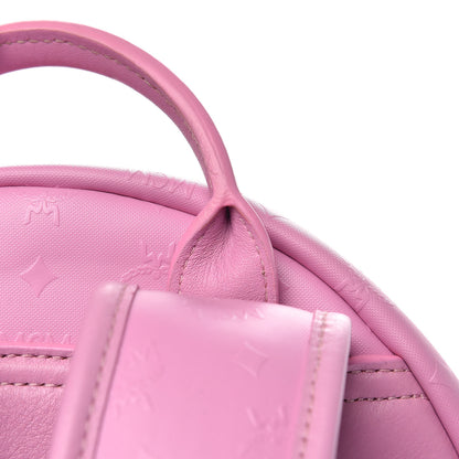MCM Calfskin Visetos Diamond Printed Small Backpack Pink Cognac 10 of 11