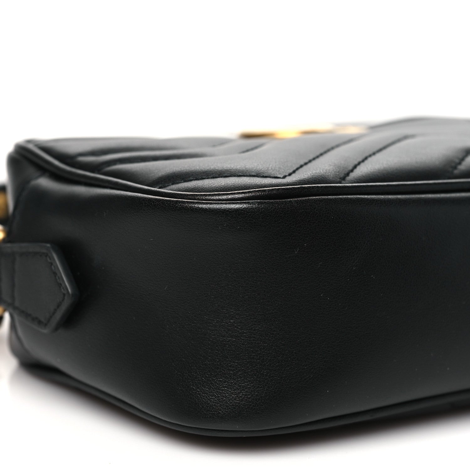 Gucci Calfskin Matelasse Mini GG Marmont Chain Shoulder Bag Black 9 of 10