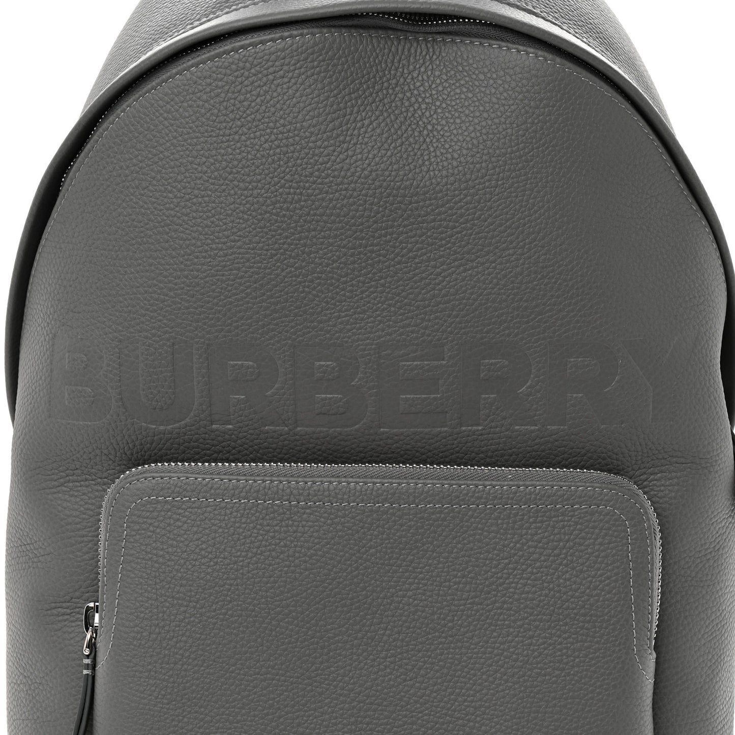 Calfskin Logo Embossed Backpack Charcoal Grey