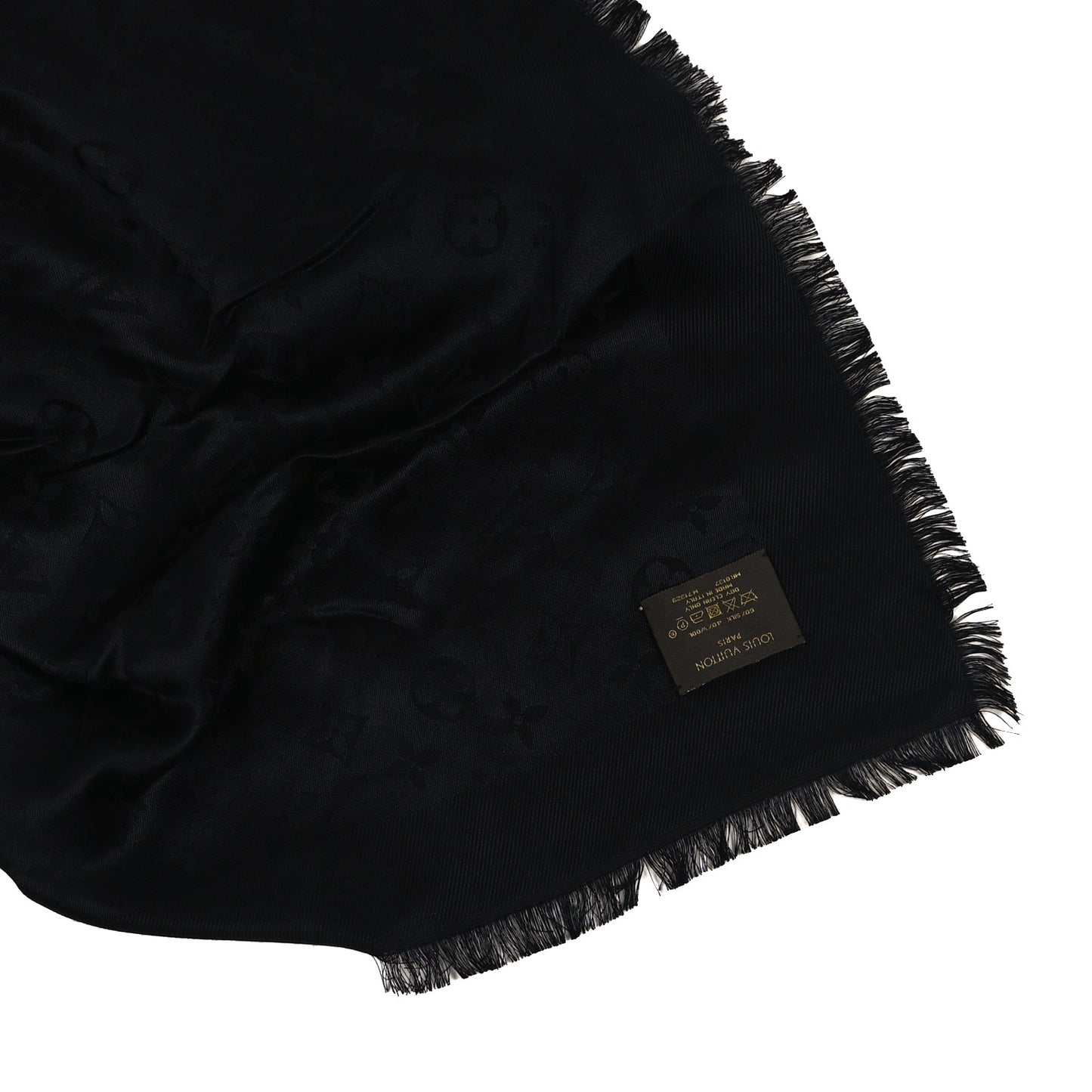 Silk Wool Monogram Shawl Black