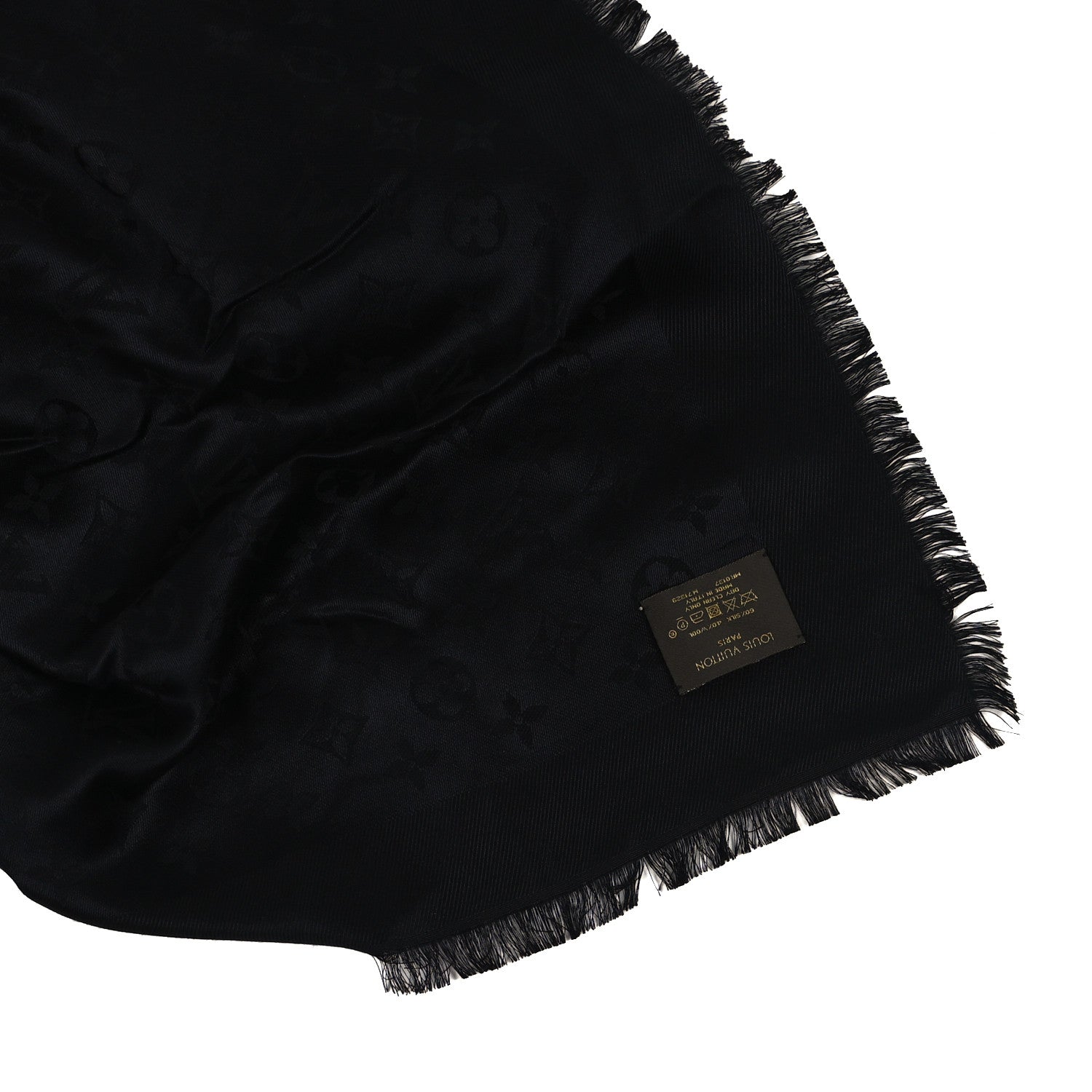 Louis Vuitton Silk Wool Monogram Shawl Black 3 of 3