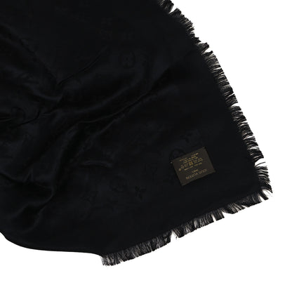 Louis Vuitton Silk Wool Monogram Shawl Black 3 of 3