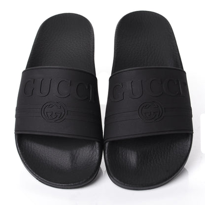Gucci Rubber Womens Logo Slide Sandals 37 Black 5 of 8