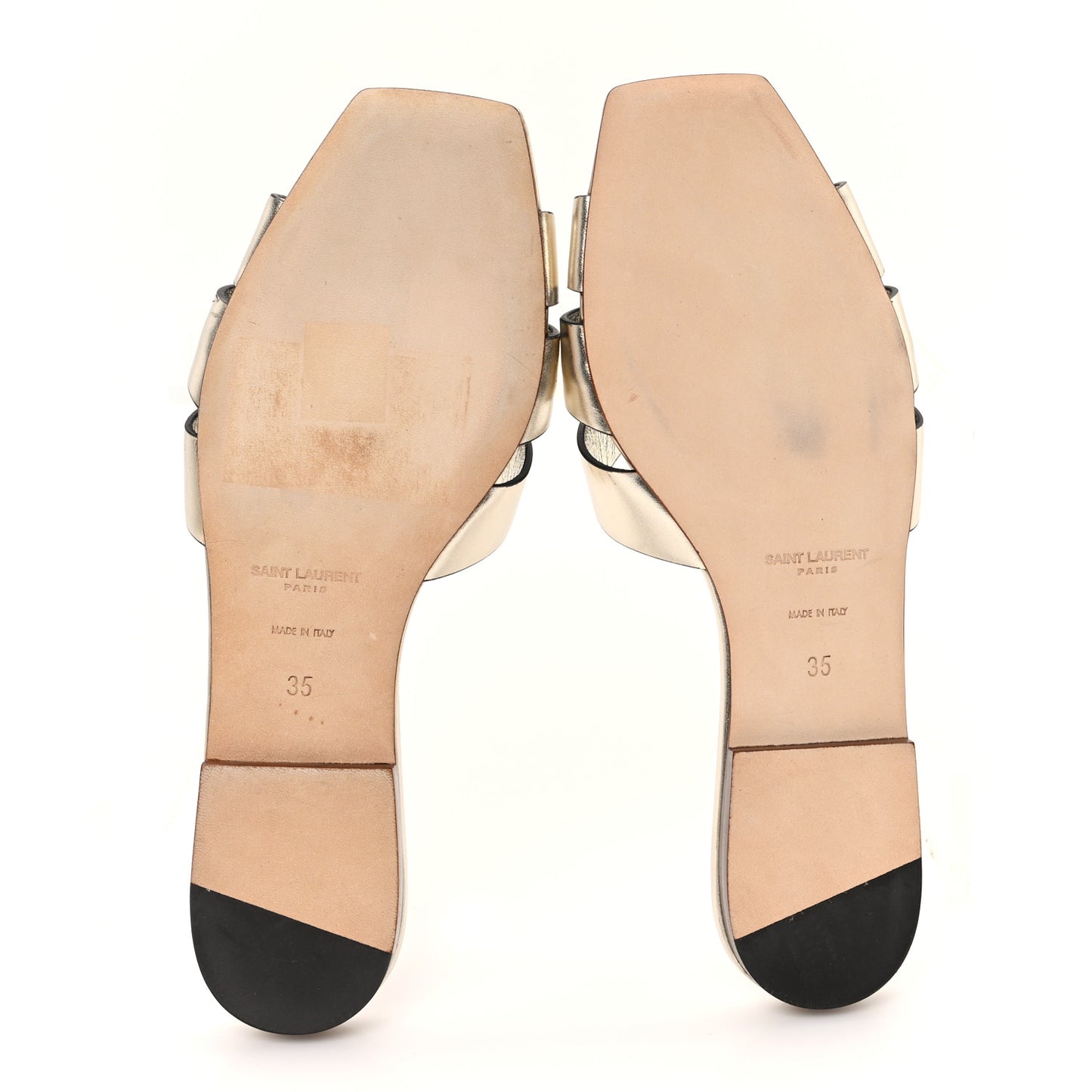 Metallic Calfskin Nu Pied 05 Slide Sandals 35 Platino